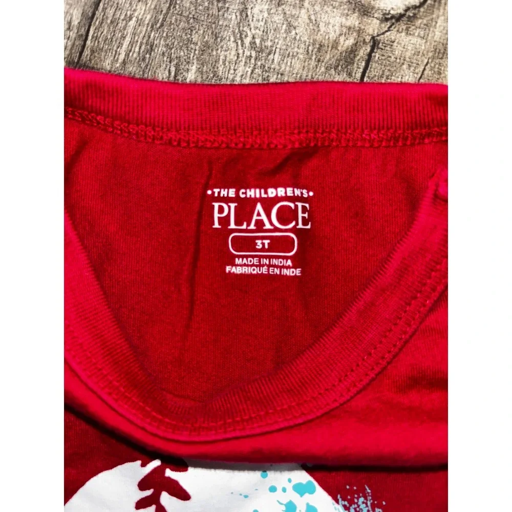 The Childrens Place Boys Red Baseball Graphic Tee Short‎ Sleeve Shirt 3T